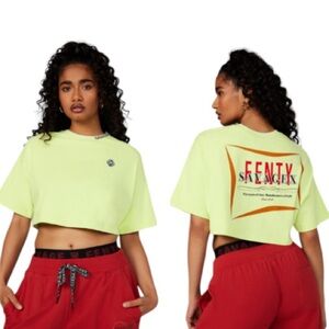 Fenty Savage X Lime Green Yellow Crop Top Tee Rihanna size Large New With Tags